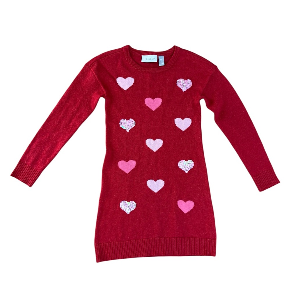Girls sequin heart sweater dress. 5/6